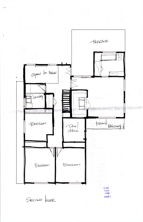 Draft floor plan sketch by KW Design