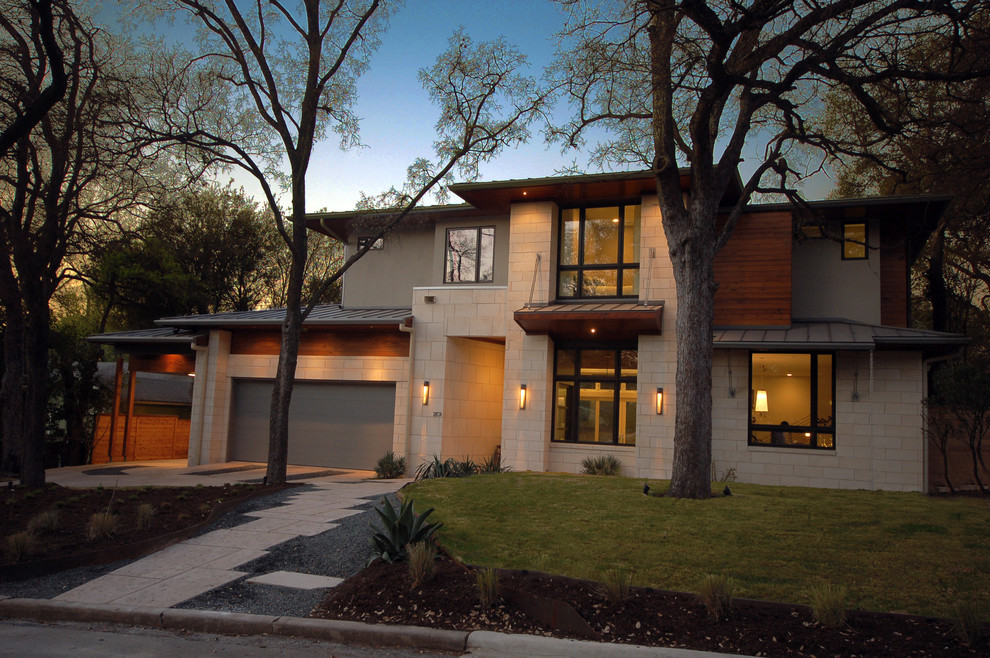 Bowman Residence Front Exterior by Cornerstone Architects, Austin, TX