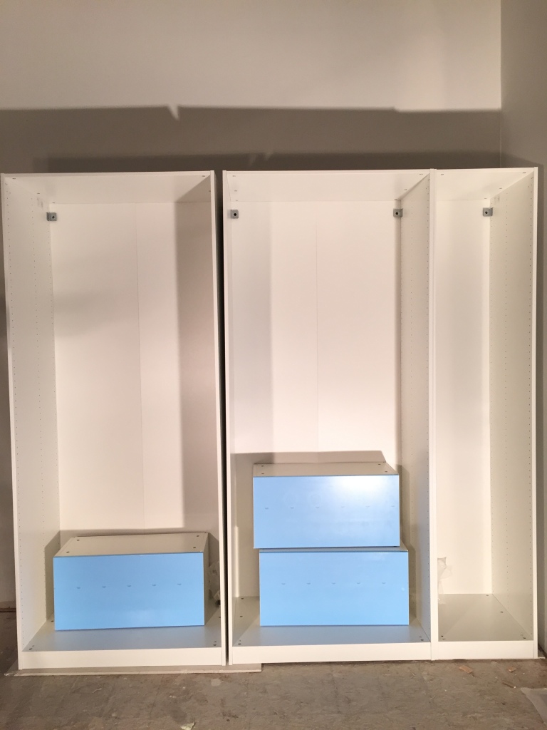 Assembled IKEA closet system for the entryway