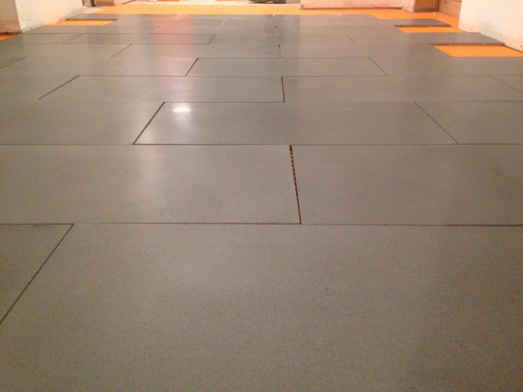 Honed great basalt floor tiles