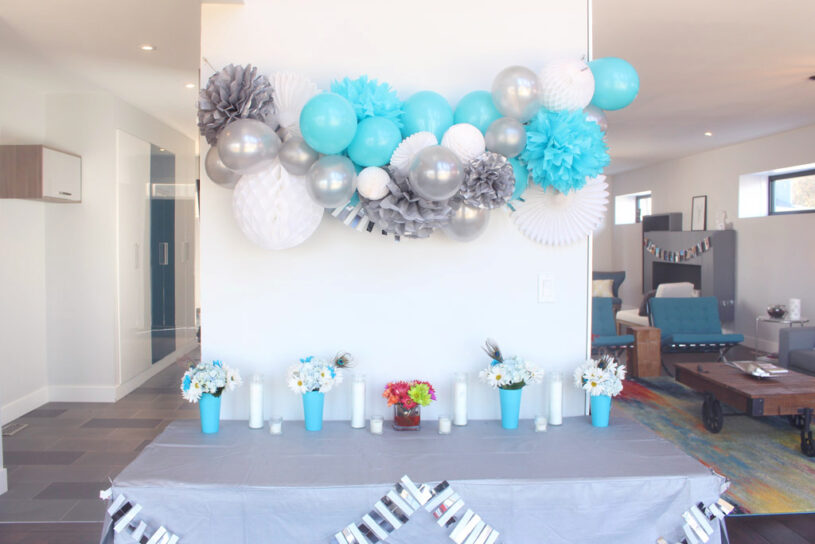 Blue silver & white party decor - Year of Feasting
