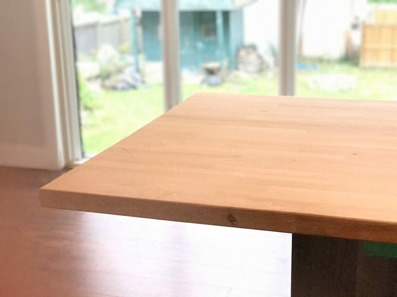 Our current butcher block countertop on the island