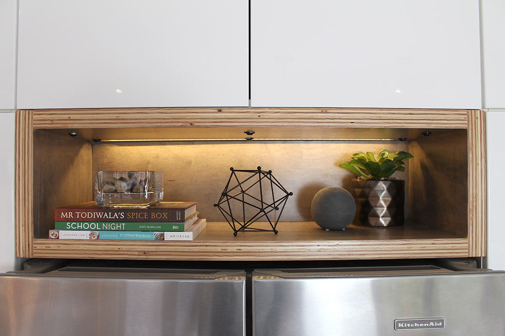 The Dreamhouse Project - Revealing our Dream Kitchen - DIY open shelving storage box display