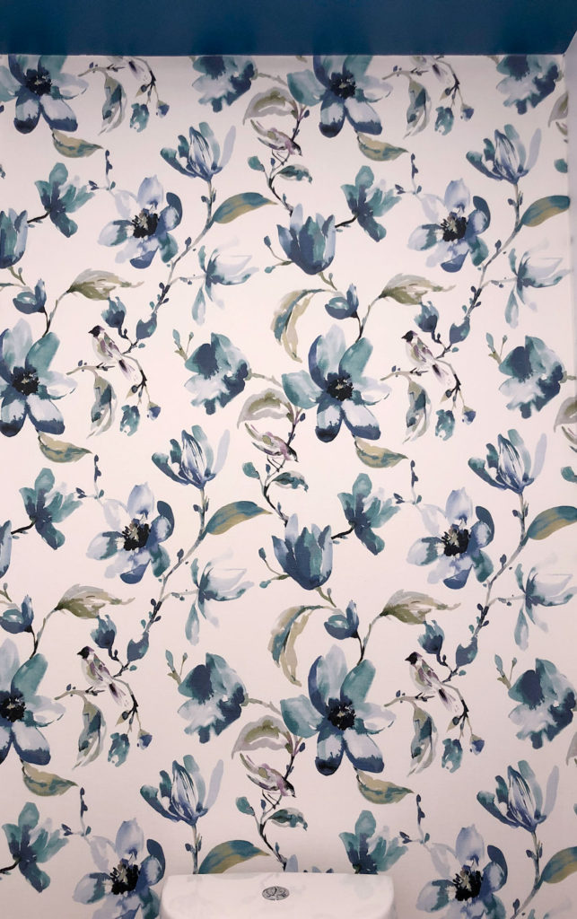 DIY Fabric Wallpaper using the beautiful Layla fabric in indigo from Tonic Living