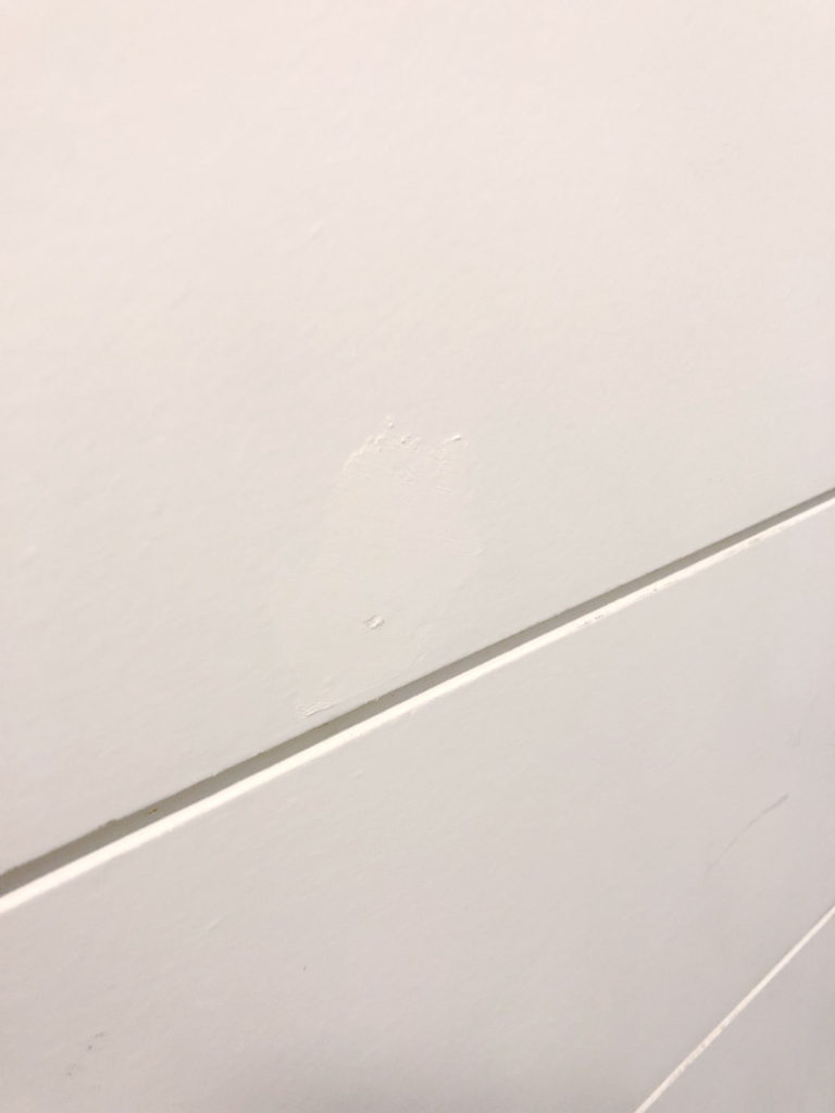 Nail holes in the surface of the boards can be filled with drywall compound and then sanded flush